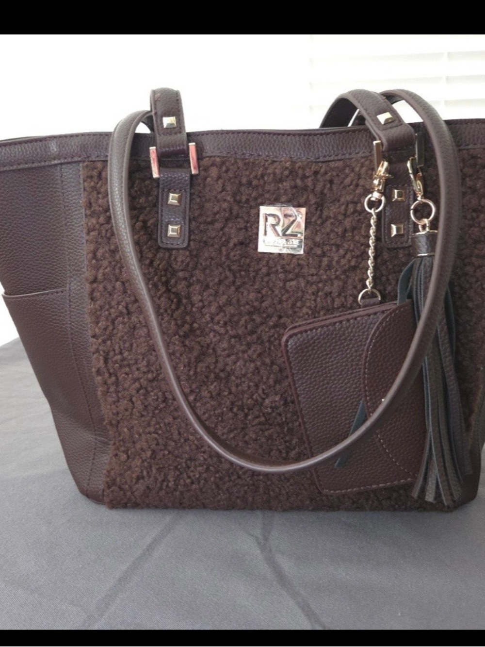 Rachel Zoe Brown sherpa/teddy large Tote Bag
